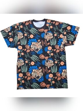 Assholes Live Forever Tropical Tiger All Over Print T-shirt NWOT